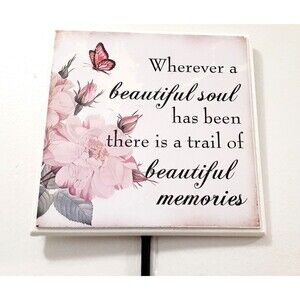 Butterfly Flower Wall Art Plaque Floral Cottage Fairy Whimsy w/ Hook Pastel